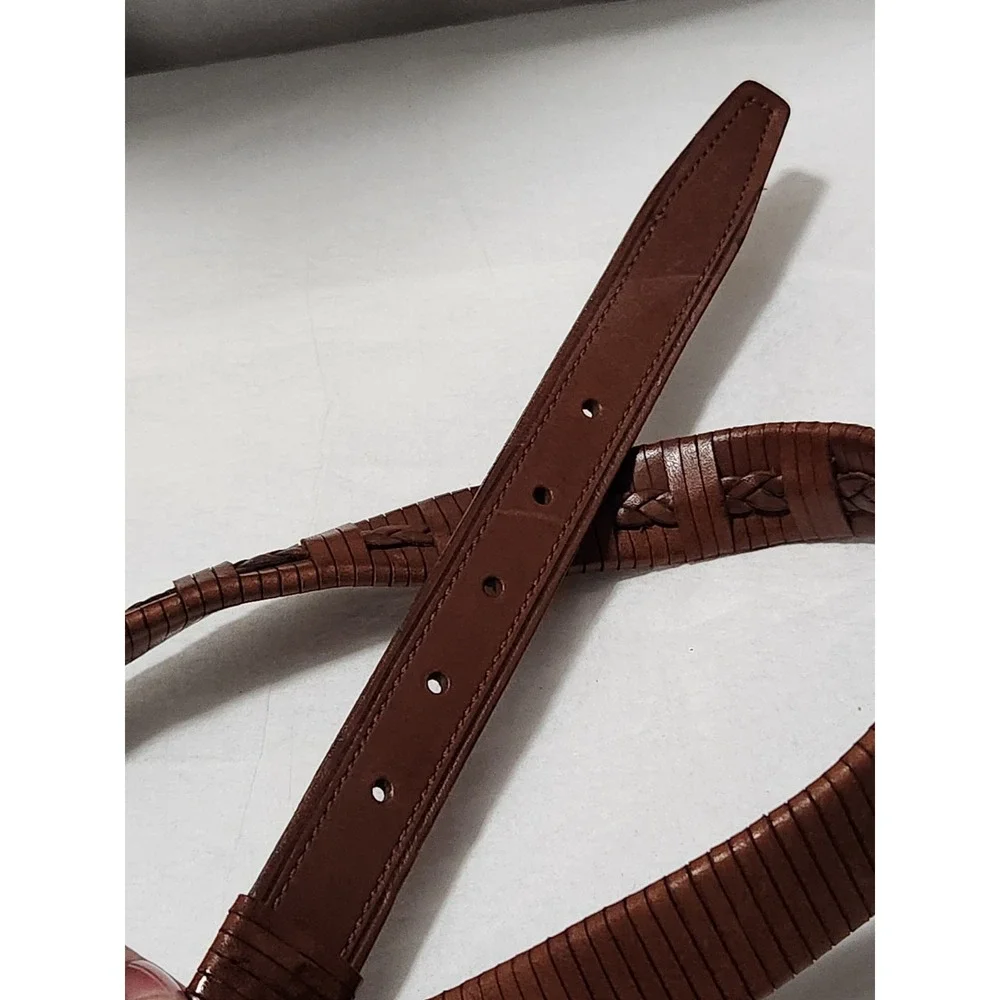 New Vintage Men's Brown Braided 42 Leather Belt Boho Western GH BASS NWT